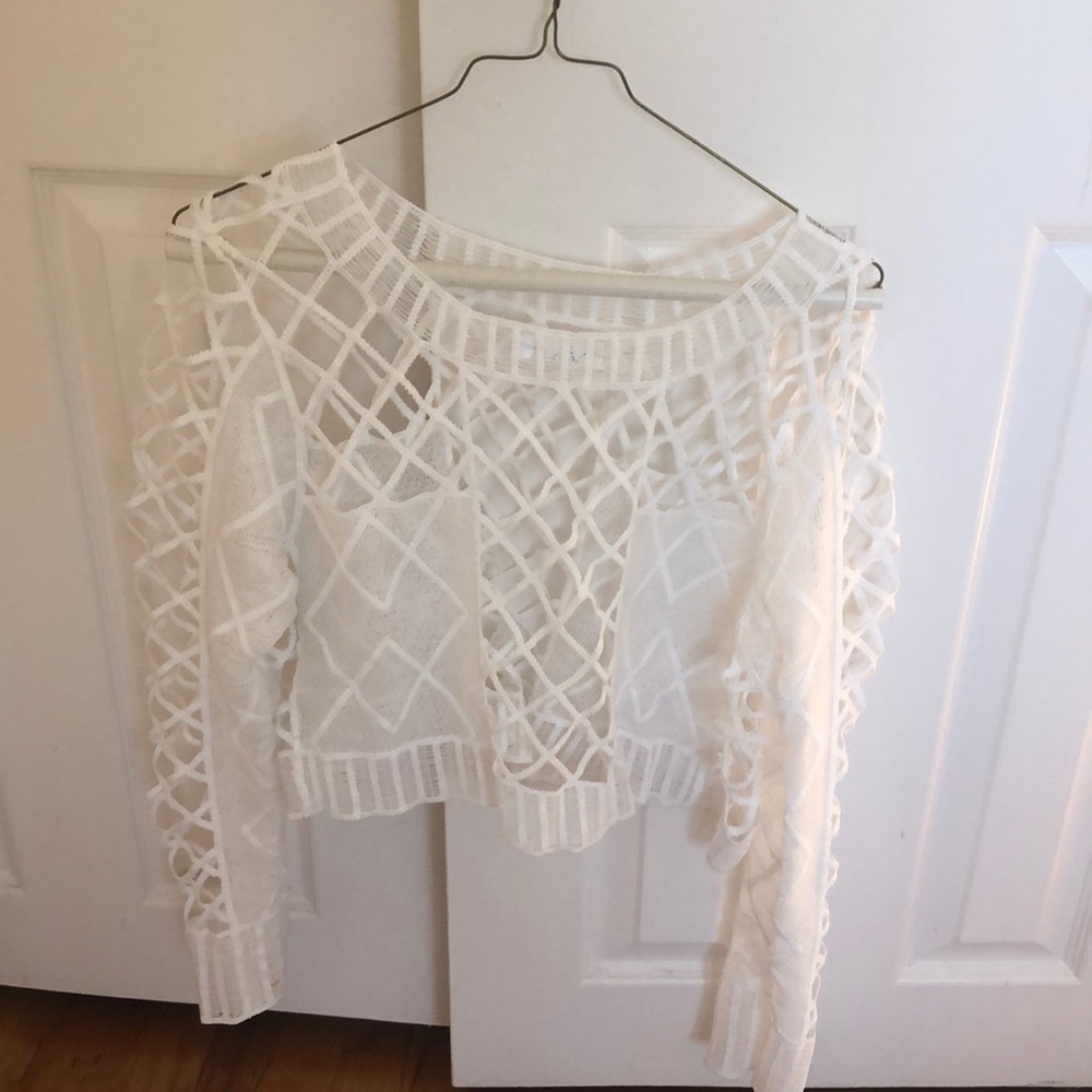 LF crochet white top